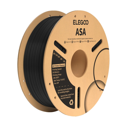 Imprimante 3D - Filament ELEGOO ASA Negru 1KG – Rezistență UV și Temperatură Ridicată, Filament Profesional pentru Imprimante 3D FDM