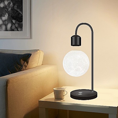 Lampa de veghe Luna care leviteaza, cu incarcator Wireless, 3D [5]