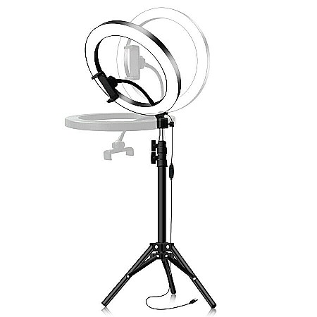 Lampa Profesionala LED Circulara cu dimmer, 31 cm, 128 Led-uri, suport telefon, stativ reglabil 1.70 m, 3200K-5600K [6]