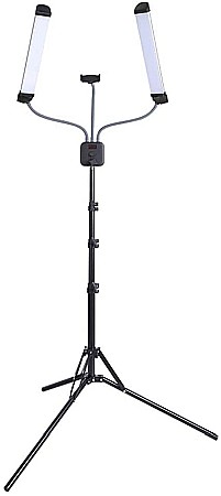 Professional Lamps for Video Shooting - Professional LED lamp with 2 Arms, adjustable tripod 1.9m, with dimmer and phone holder, 3000-6500K