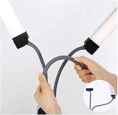 Lampa profesionala LED cu 2 Brate, trepied reglabil 1.9m, cu dimmer si suport telefon,3000-6500K [2]