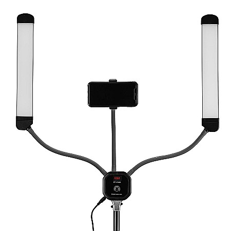 Lampa profesionala LED cu 2 Brate, trepied reglabil 1.9m, cu dimmer si suport telefon,3000-6500K [3]