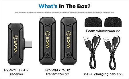 Lavaliera wireless dubla Boya BY-WM3T2-U2, Sistem cu mufa USB-C [2]