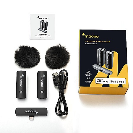 Lavaliera wireless dubla Maono WM600 B2, Sistem cu mufa Lightning [2]