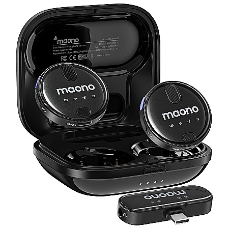 Lavaliera wireless dubla Maono WM620, Double Noise Cancellation, Sistem cu mufa Usb C [1]