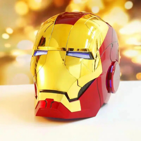 Masca motorizata, Iron Man MK5 1:1 cu comanda vocala, deschidere one touch, mod lupta, Auriu [5]
