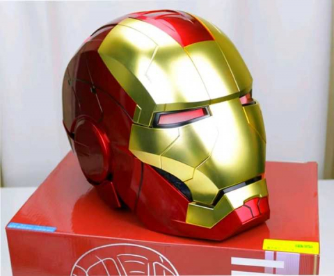 Masca motorizata, Iron Man MK5 1:1 cu comanda vocala, deschidere one touch, mod lupta, Auriu [3]