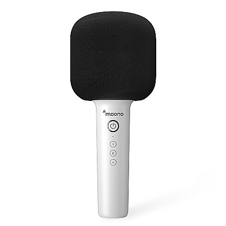 Karaoke - Maono MKP100 Karaoke Microphone, Bluetooth, Speaker, Battery, Voice Effects, White