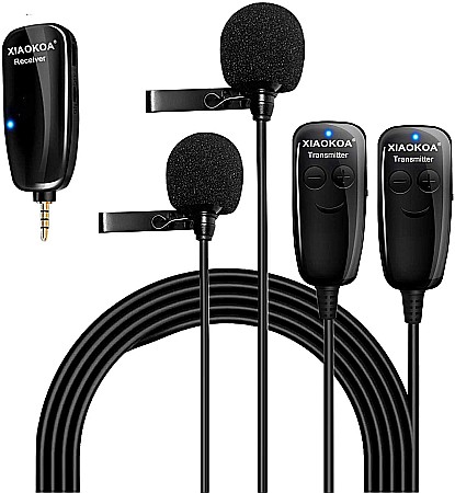 Lavaliere - Microfon Lavaliera dubla Omnidirectionala Wireless UHF, Xiaokoa