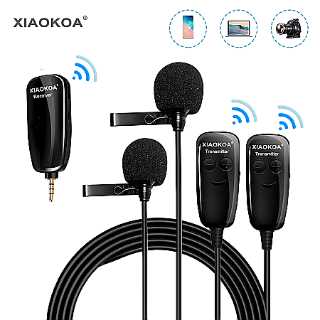 Microfon Lavaliera dubla Omnidirectionala Wireless UHF, Xiaokoa [1]