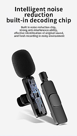 Microfon Lavaliera Omnidirectional Wireless K1, mufa Lightning compatibil Iphone, Xiaokoa [3]