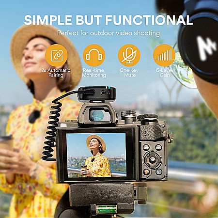 Microfon lavaliera Wireless Maono WM820, 2.4GHz, cu monotorizare in timp real si buton de mute [3]