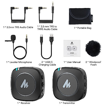 Microfon lavaliera Wireless Maono WM820, 2.4GHz, cu monotorizare in timp real si buton de mute [5]