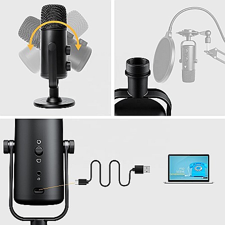 Microfon profesional cardioid omnidirectional Maono AU-903, monitorizare cu latenta zero, pentru gaming, podcast, streaming [4]