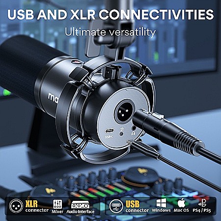 Microfon profesional dinamic Maono PD200X cu lumini RGB programabile, cardioid, pentru Gaming, Podcast, Streaming, XLR/USB [3]
