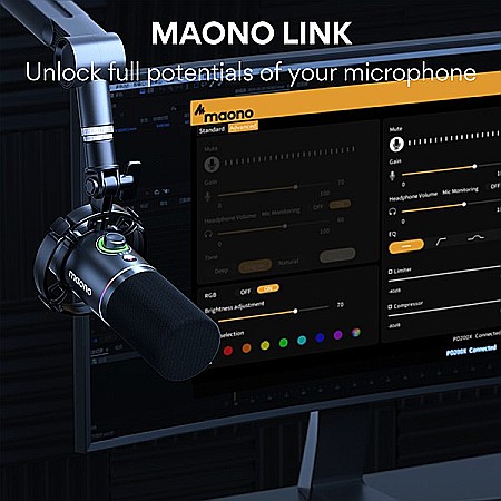 Microfon profesional dinamic Maono PD200X cu lumini RGB programabile, cardioid, pentru Gaming, Podcast, Streaming, XLR/USB [6]