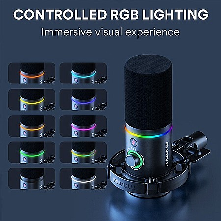 Microfon profesional dinamic Maono PD200X cu lumini RGB programabile, cardioid, pentru Gaming, Podcast, Streaming, XLR/USB [5]