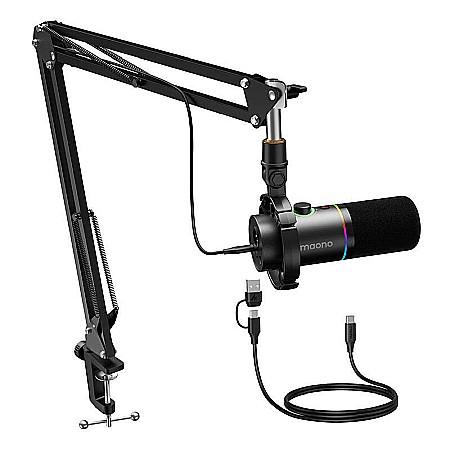 Microfon profesional dinamic Maono PD200XS, cu stand metalic, cardioid, pentru Gaming, Podcast, Streaming, XLR/USB [2]