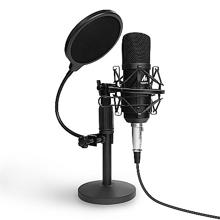 Microfon Profesional Maono AU-A03T, pentru studio Condenser BM800 cu stand metalic pentru Podcast, Streaming, Gaming, Karaoke [1]