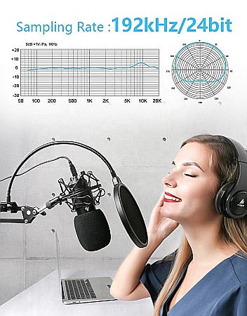Microfon Profesional Maono pentru studio Condenser BM800 cu stand metalic pentru Podcast, Streaming, Gaming, Karaoke [3]