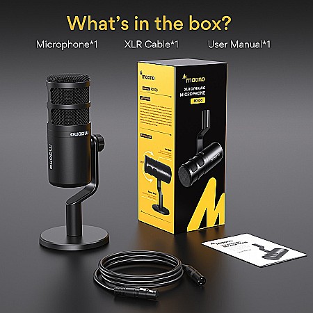 Microfon profesional pentru studio Maono PD100 XLR, dinamic, cardioid cu stand metalic, pentru Podcast, Streaming, Gaming [4]