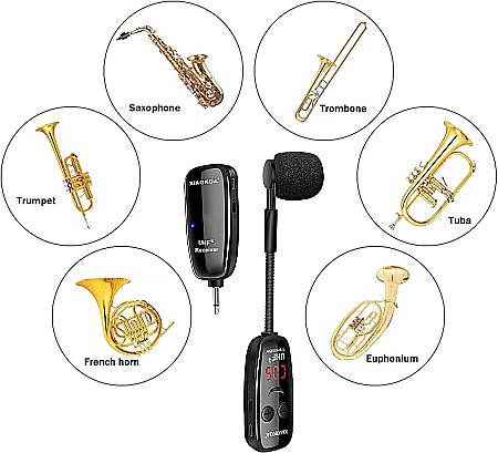 Microfon wireless Xiaokoa N90 pentru instrumente muzicale, UHF, negru [3]