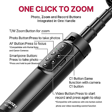 Mini trepied cu telecomanda Ulanzi RMT-01, filet, selfie stick pentru camere si telefoane [6]