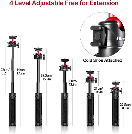 Mini trepied Ulanzi MT-16 cu filet si coldshoe, selfie stick si trepied pentru camere si telefoane [4]