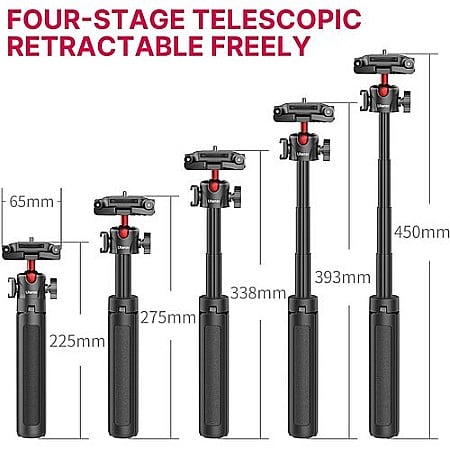 Mini trepied Ulanzi MT-41 cu suport telefon, filet 1/4, coldshoe, selfie stick si trepied pentru camere si telefoane [6]