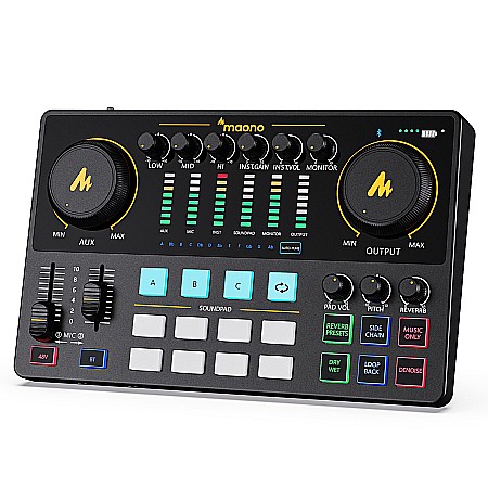 Podcast - Mixer profesional Maono AME2, studio audio de productie portabil pentru podcast, live streaming
