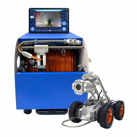 Pipeline Inspection Robots - GT108AC Pipe Inspection Robot – PTZ Camera 360°, 150m Cable, 6-Wheel Crawler, Auto Reporting, Waterproof IP68