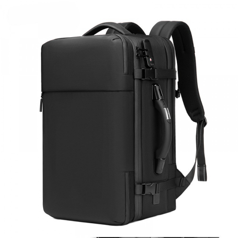 Multifunctional Backpacks - Backpack with Vacuum, 22-55 L, Multifunctional, Built-in scale, Air pump included, Laptop 19 inches, 52x22x32 cm, Black