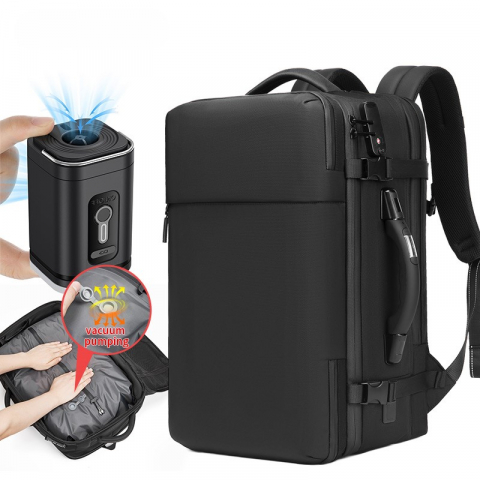 Rucsac cu Vacuum, 22-55 L, Multifunctional, Cantar incorporat, Pompa de aer inclusa ,Laptop 19 inchi, 52x22x32 cm, Negru [2]