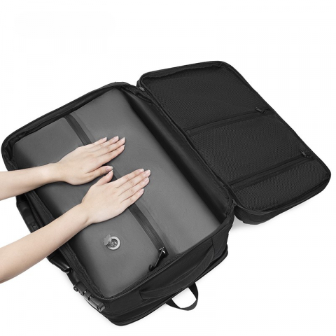 Rucsac cu Vacuum, 22-55 L, Multifunctional, Cantar incorporat, Pompa de aer inclusa ,Laptop 19 inchi, 52x22x32 cm, Negru [7]