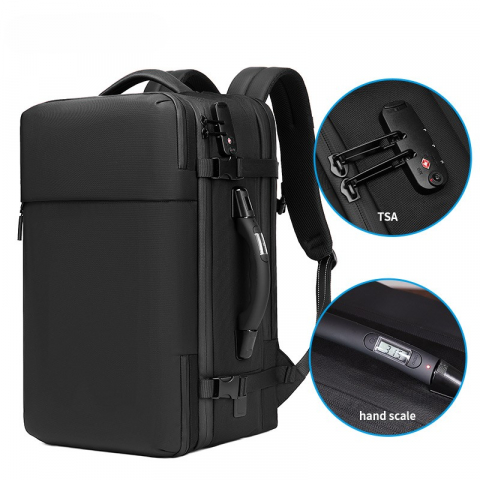 Rucsac cu Vacuum, 22-55 L, Multifunctional, Cantar incorporat, Pompa de aer inclusa ,Laptop 19 inchi, 52x22x32 cm, Negru [1]