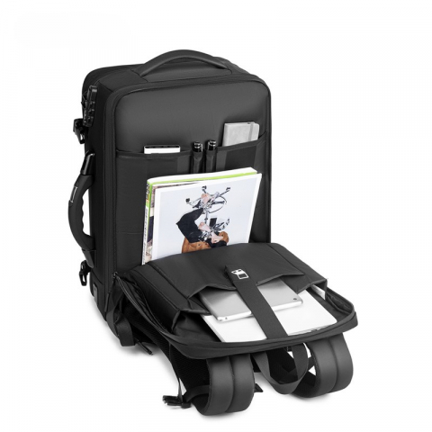 Rucsac cu Vacuum, 22-55 L, Multifunctional, Cantar incorporat, Pompa de aer inclusa ,Laptop 19 inchi, 52x22x32 cm, Negru [5]