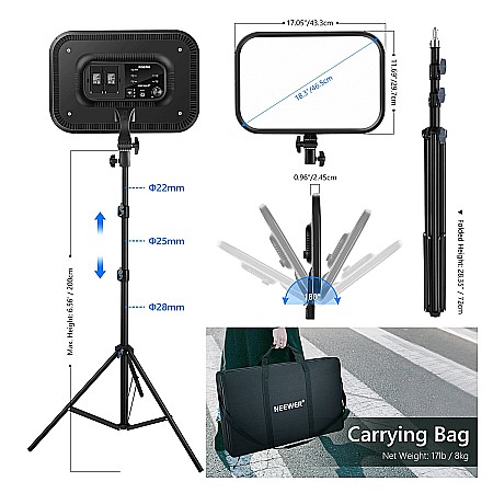 Set 2 lampi Profesionale, Neewer RGB168 RGB LED, control prin aplicatie, 60W, 2500K-8500K, pentru YouTube si TikTok [2]