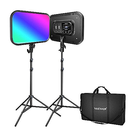 Lămpi Profesionale pentru Filmări Video - Set 2 lampi Profesionale, Neewer RGB168 RGB LED, control prin aplicatie, 60W, 2500K-8500K, pentru YouTube si TikTok