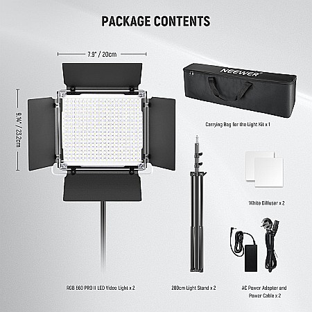 Set de 2 lămpi profesionale, Neewer 660 PRO RGB LED, control aplicație, 50W, 3200K-5600K, pentru YouTube și TikTok [5]