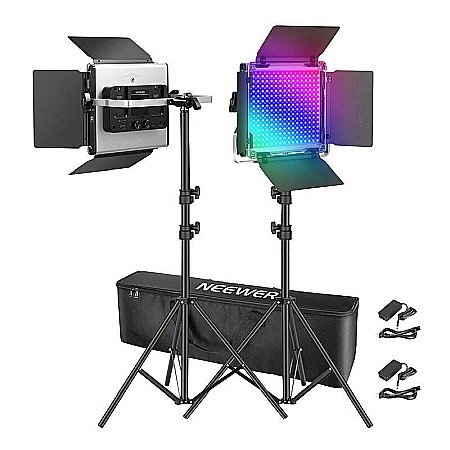 Set de 2 lămpi profesionale, Neewer 660 PRO RGB LED, control aplicație, 50W, 3200K-5600K, pentru YouTube și TikTok [1]