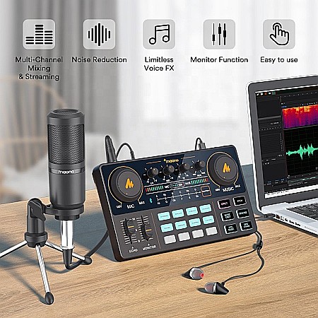 Set profesional Maono all in one, mixer, microfon si casti pentru podcast [1]