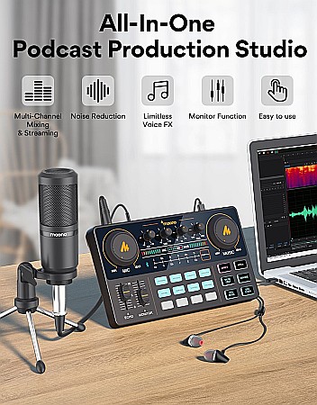 Set profesional Maono all in one, mixer, microfon si casti pentru podcast [3]