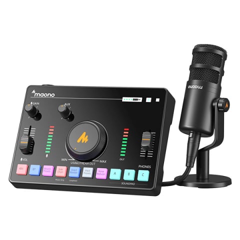podcasts - Maono AMC2 Neo professional set with PD100 microphone, all in one, portable, for podcast and live streaming
