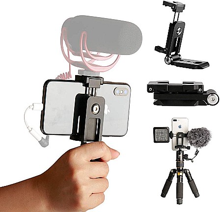 Suport metalic  de telefon si camere actiune pentru birou, trepied, DSLR, accesorii foto,  rotativ 360 grade [5]