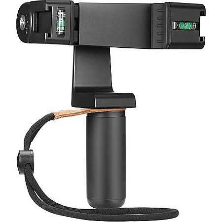 Suport Telefon - Suport telefon cu grip rotativ, maner si bula de nivel, Boya,  pentru filmari verticale si orizontale