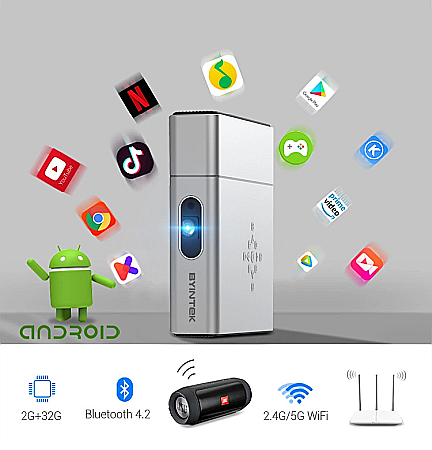 Videoproiector DLP smart, portabil, 3D BYINTEK U50 Pro, 1080P, 4k, 700 ANSI lumeni, Android, HDMI [3]