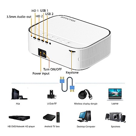 Videoproiector LCD smart, BYINTEK K45, Real full HD 1080P, 4k, 700 ANSI lumeni, Android 9.0, HDMI, USB [3]