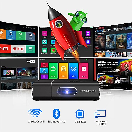 Videoproiector smart, portabil, 3D BYINTEK UFO U30 Pro, 4k, 400 ANSI lumeni, Android, HDMI [5]