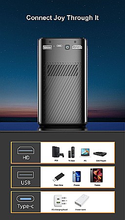 Videoproiector smart portabil, BYINTEK  P70, 380 ANSI lumeni, 4K, Android 9.0 [3]