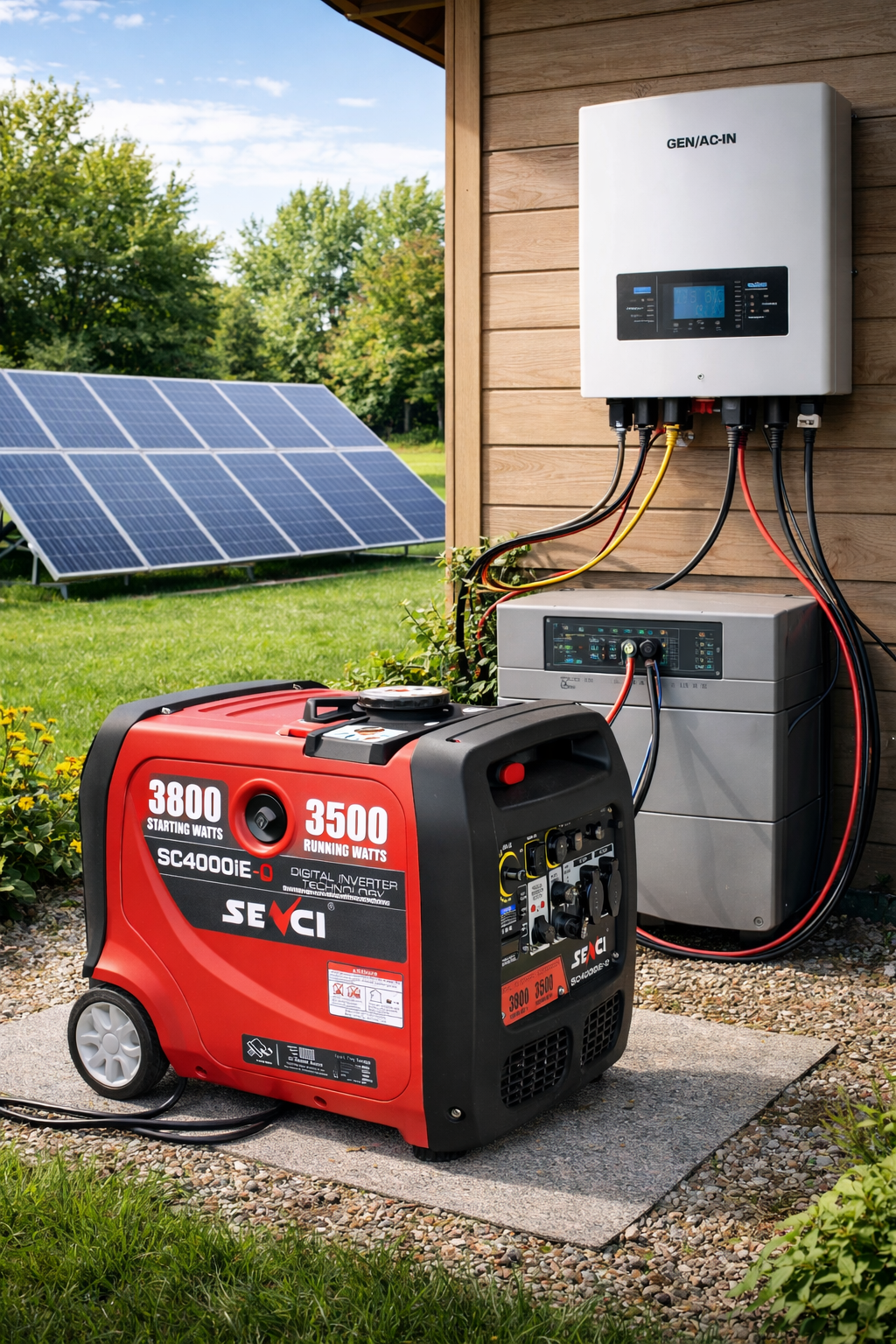 Generator + sistem solar: auto-start pe 2 fire, ATS
